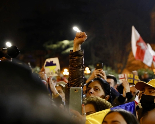 Фоторепортаж: Шестой день митинга в поддержку Украины в Тбилиси