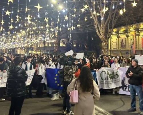 სამედიცინოს სტუდენტები მარშით პარლამენტთან მივიდნენ