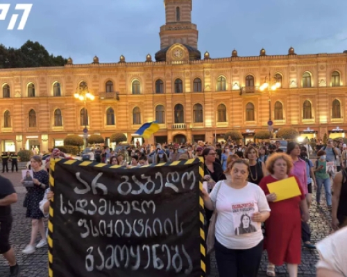თავისუფლების მოედანზე აქტივისტის, ნინო დათაშვილის მხარდამჭერი აქცია მიმდინარეობს
