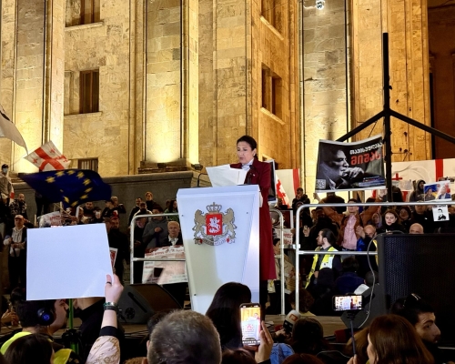 На многотысячном митинге в Тбилиси президент Зурабишвили призывает к созданию «платформы сопротивления»