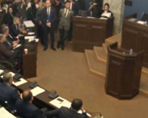 კომიტეტის სხდომა, სადაც „უცხოური გავლენის გამჭვირვალობის შესახებ“ კანონპროექტი განიხილება, ხმაურით დაიწყო