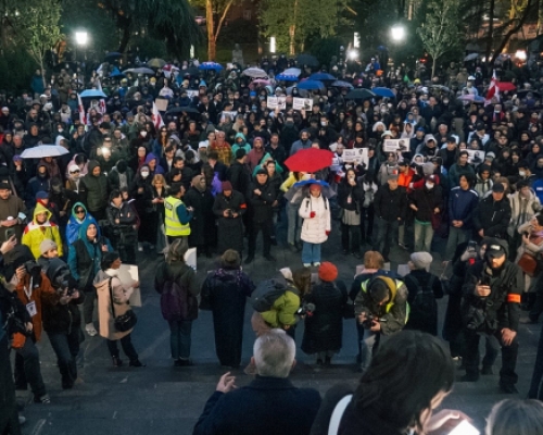 თბილისის სახელმწიფო უნივერსიტეტთან სიტყვით გამოსვლები მიმდინარეობს