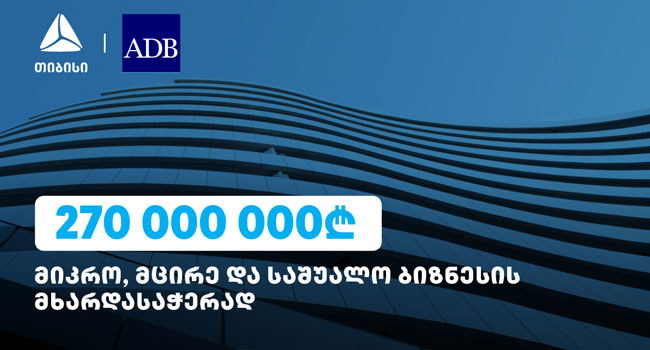 ბიზნესების მხარდასაჭერად, 270 მლნ ლარი თიბისის ADB-სგან