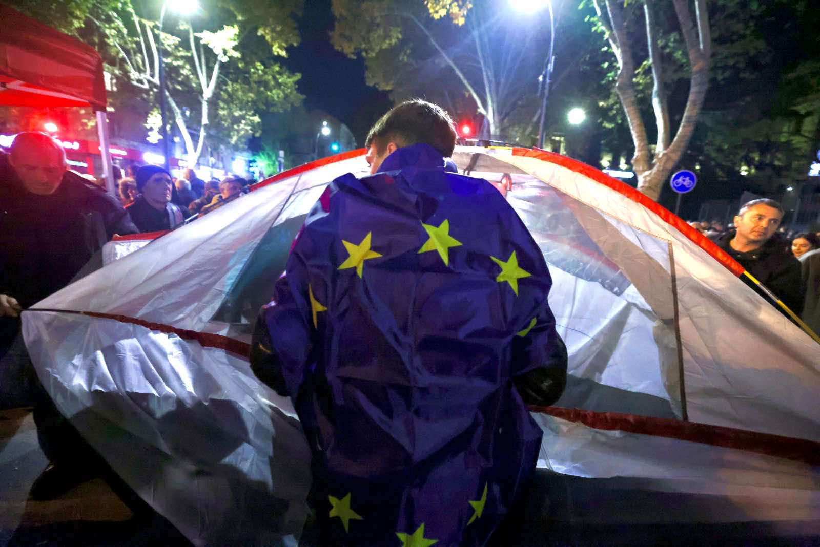 “Reclaim Your Vote” Rally in Tbilisi, Opposition Sets Up Tents Near Tbilisi State University